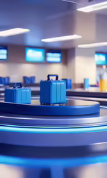 a round table with several pieces of luggage on top