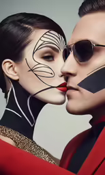 two woman wearing black and white face paint