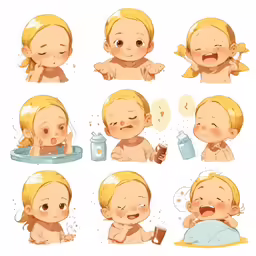 a group of babys is shown with various facial expressions