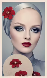 woman with blue and silver eyeshadow with flower in her hair