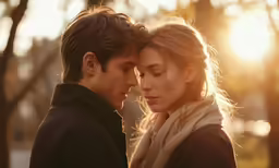 two people looking at each other and looking at something