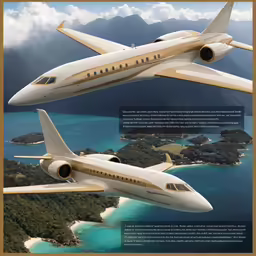 an advertisement shows the airliner in flight