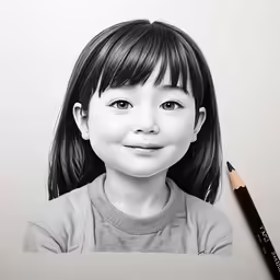 a pencil drawing of a little girl