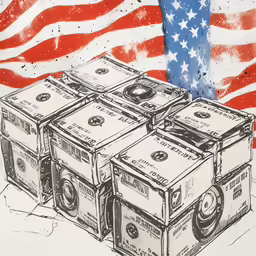 a drawing of money stacked on top of one another
