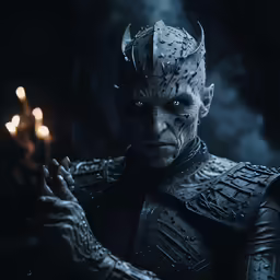 a male in a costume holding a lit candle