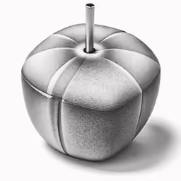 an artistic stool with a silver metal support