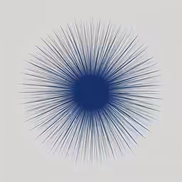 a circular, blue design is in front of a white background