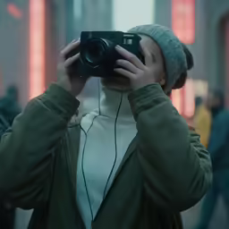 a woman taking a picture with her camera