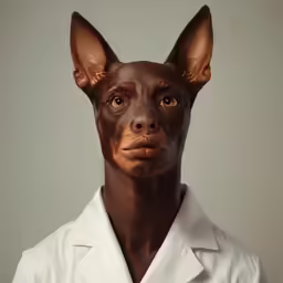 a person wearing a collared shirt with a hairless dog in the center