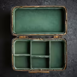 there is an old suitcase filled with jewelry
