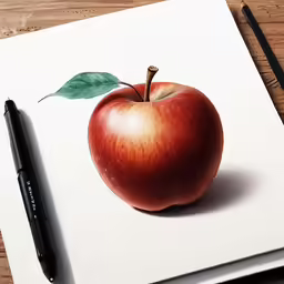 a picture of an apple is on a table