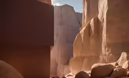 a canyon area with some very thin, rock formations