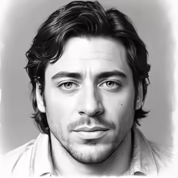 black and white photo of a man in shirt