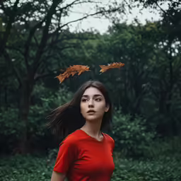 an woman with a hair flying through the air