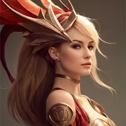 the young woman is dressed up as a goddess