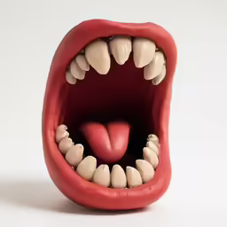 an open mouth that has a heart coming out of it