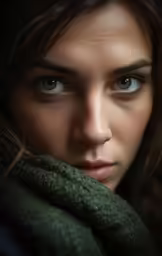 a woman wearing a scarf around her neck