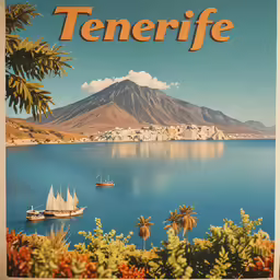 there is a poster with boats near the shore