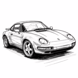 a black and white illustration of a car