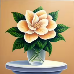 large flower in white vase on white shelf,a large flower in a vase sits on a table