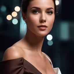 a young woman in white dress posing for photo