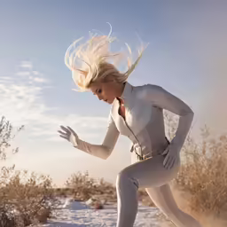a woman is posing for an image in the snow