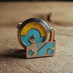 a clock sitting on top of a wooden table