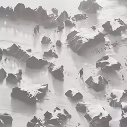 a photo of a wet beach covered in snow