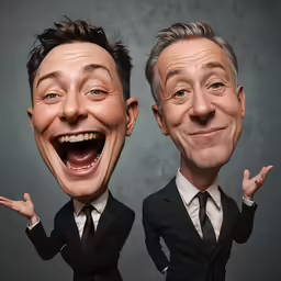 two people wearing suits with silly faces