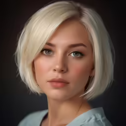 a woman with blonde hair is looking away from the camera