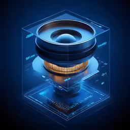 an abstract object that appears to be surrounded by digital information