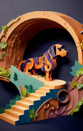 the small animal is painted on the inside of the building