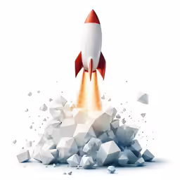 a red and white rocket taking off with its launch