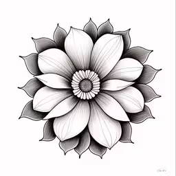 a flower in a shape that has a black and white image on it