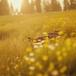 a pair of gloves lying on a bench in a meadow