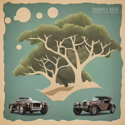 an illustration of trees in the shape of a car