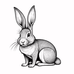 the rabbit with big ears sitting down