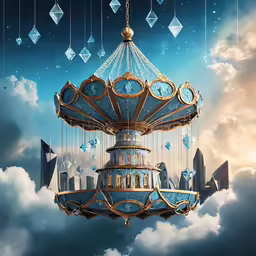 a very elaborate carousel sitting on top of a cloud