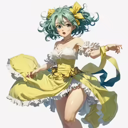 a cartoon with an elegant outfit on her body