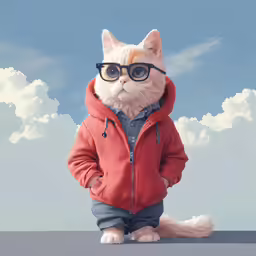 a cat in glasses is on top of a ledge
