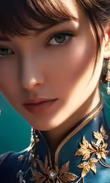 a woman with dark hair and long earrings