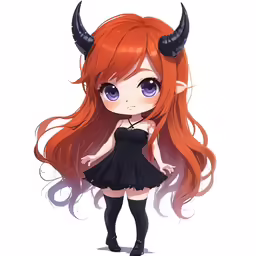 a cartoon girl with horns in her hair