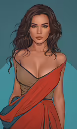 a drawing of a woman wearing a red dress