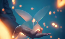 the hands of a person holding up an item