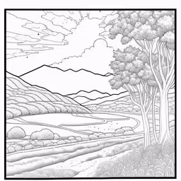 a picture of a landscape that is black and white,an illustration depicting a landscape in black and white