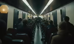 an area with a few people sitting on seats inside of it