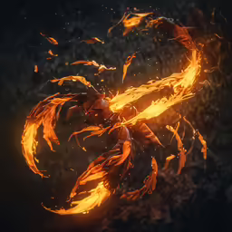 a close - up shot of a fire with many flying birds around it