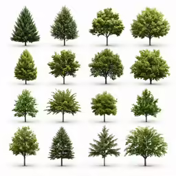 different types of trees are shown in this image