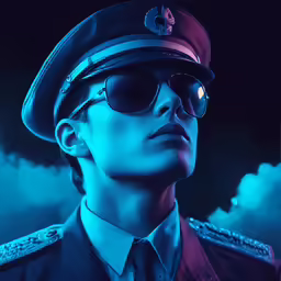 the man is wearing a hat and sunglasses