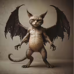 a cat with some sort of demon like design